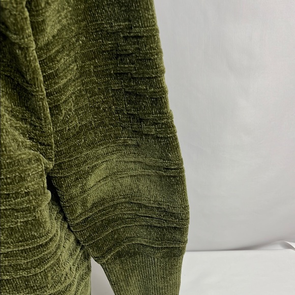 AnyBody Olive Green Chenille V-Neck 3D Textured Long Sleeve Sweater Size L - Picture 12 of 12